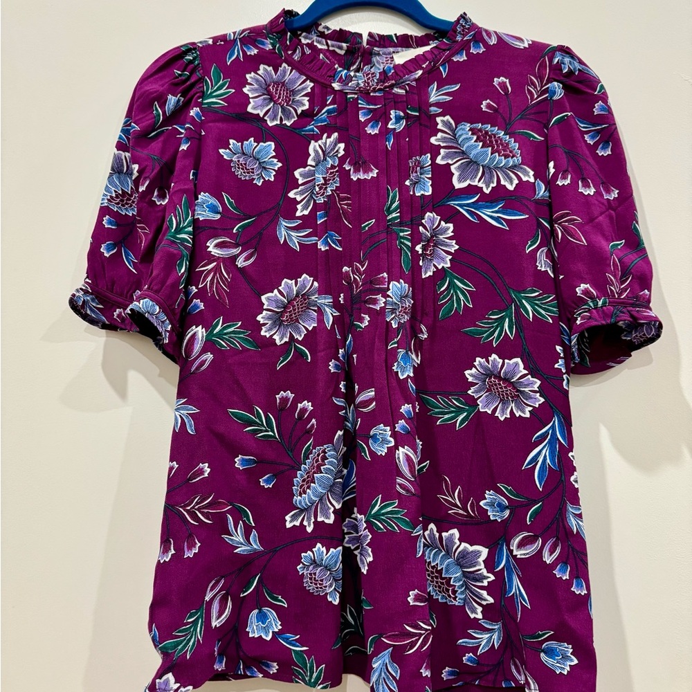 LOFT Purple Floral Blouse